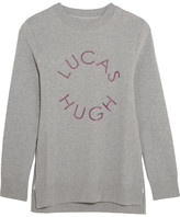 Thumbnail for your product : Lucas Hugh Printed Cotton-blend Jersey Sweatshirt - Light gray