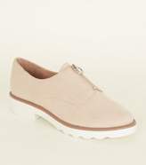 Thumbnail for your product : New Look Nude Suedette Zip Up Chunky Sole Shoes