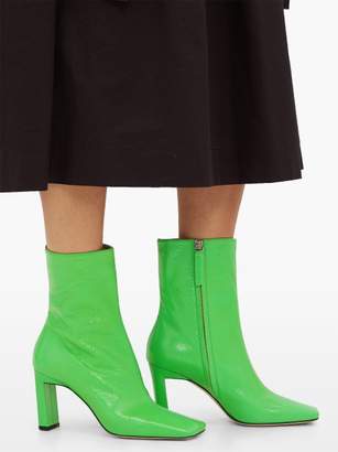 Wandler Isa Square-toe Leather Ankle Boots - Womens - Green