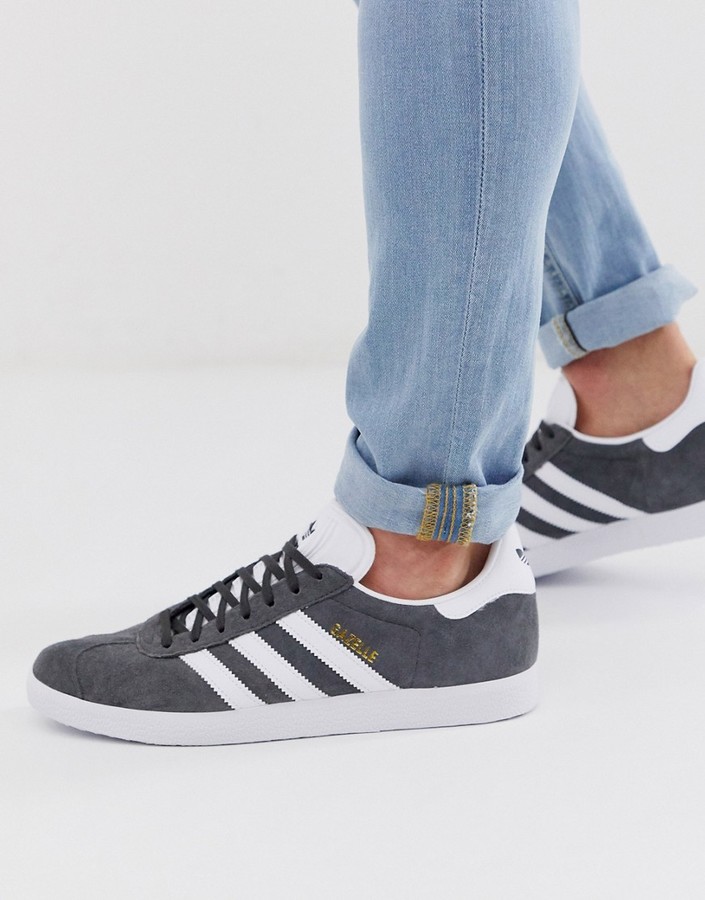 adidas dark grey gazelle trainers