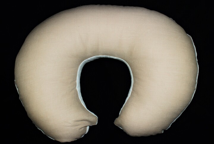 Nursing Pillow Cover - 100% Natural Linen Tan With Minky Underside