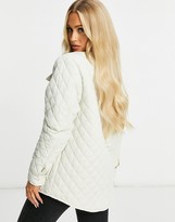 Thumbnail for your product : Brave Soul perkins diamond quilted oversized shirt style jacket in cream