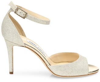 Jimmy Choo Annie d'Orsay Ankle-Strap Glitter Sandals