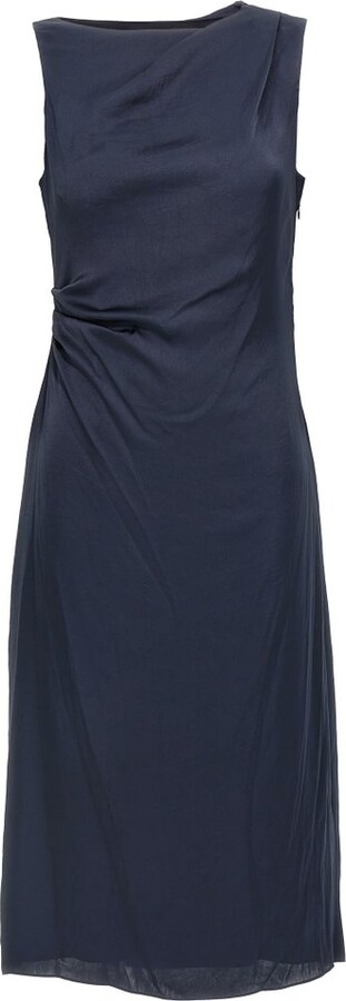 Theory Crinkled Satin Midi Dress