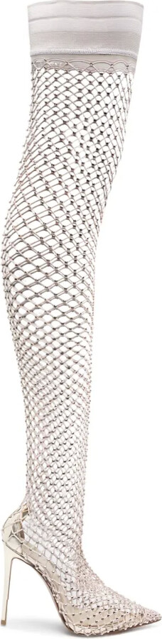Le Silla Gilda 120mm rhinestone fishnet boots ShopStyle