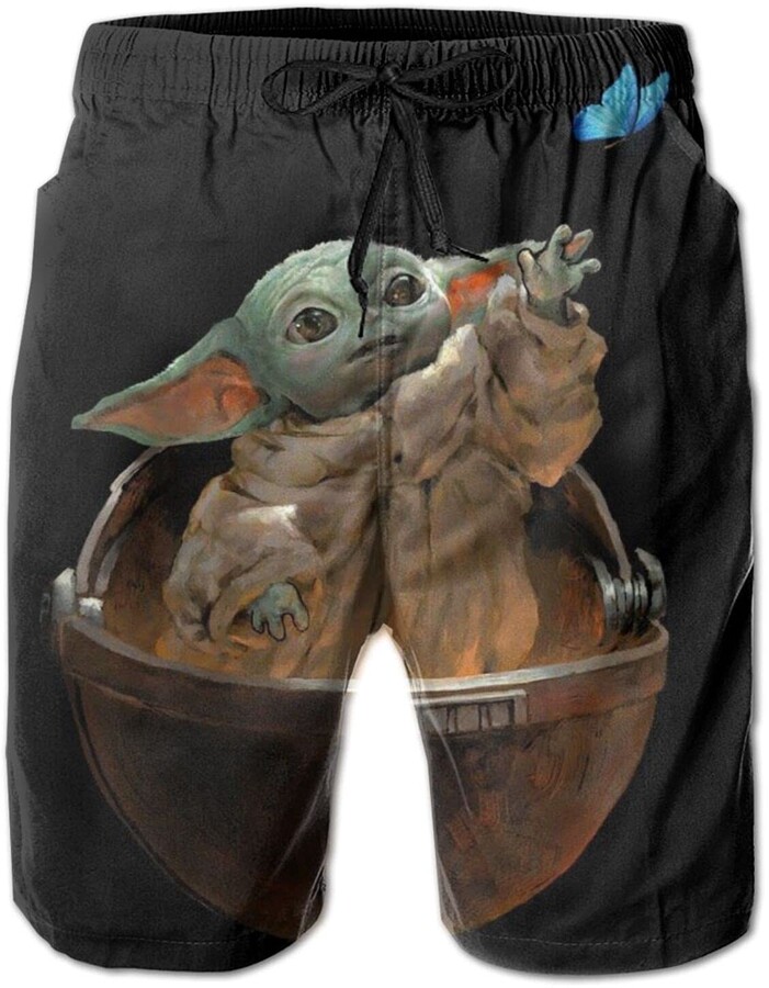 Hkdfjg Yoda Baby Mandalorian Men's Shorts Swim Trunks Casual Surf Beach