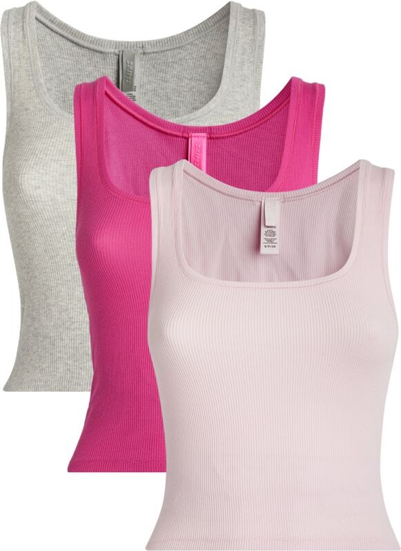 SKIMS 3 Pack Of Cotton Ribbed Tank Tops - ShopStyle