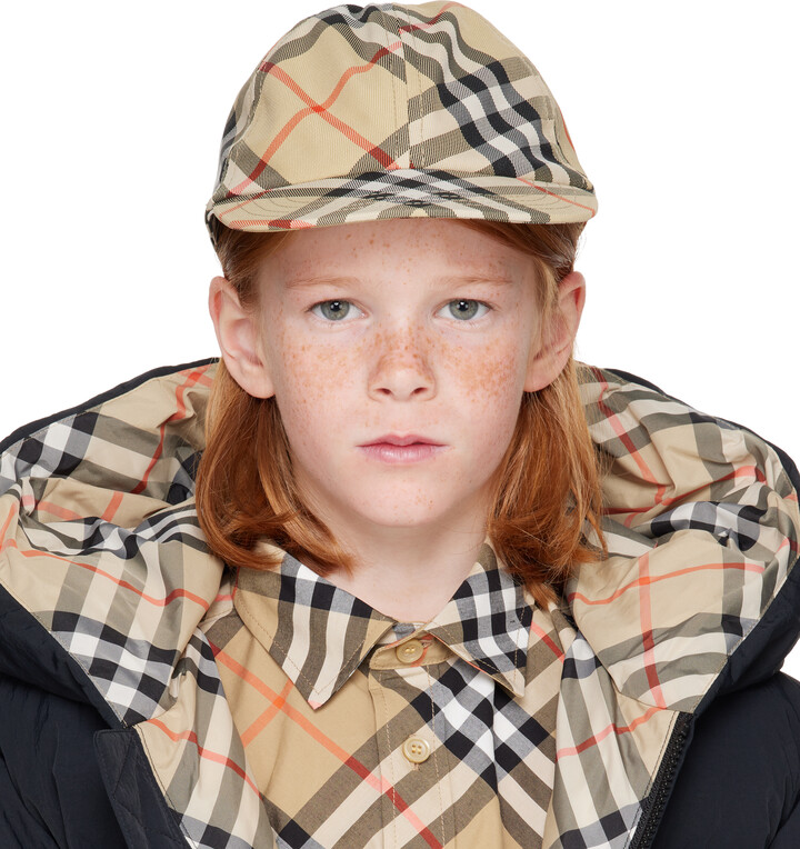 Burberry Kids Beige Check Baseball Cap