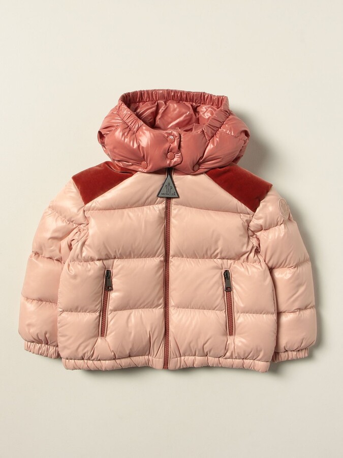 Moncler Shiny Chouelle down jacket with big logo - ShopStyle Girls'  Outerwear