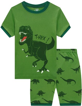 Dinosaur Pajamas For Boys Toddler Kids Glow in The Dark T-Rex 4 Pieces Short PJs Set 