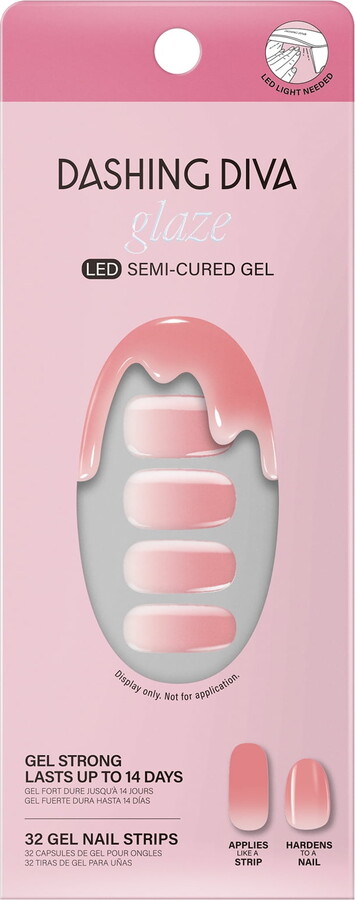 DASHING DIVA Glaze Semi-Cured Gel Nails, Rosewater Glam, 32 Count