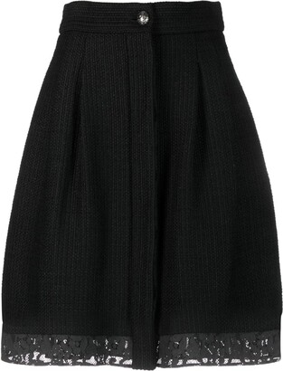 2000s Lace-Trim Bouclé Skirt