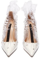 Thumbnail for your product : Midnight 00 Shell Crescent Leather And Pvc Ruffle Pumps - White
