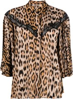 Lace-Detailed Leopard-Print Shirt 