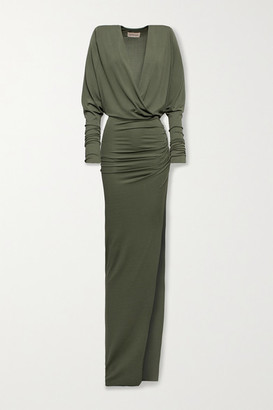 Alexandre Vauthier Ruched Stretch-jersey Gown - Army green