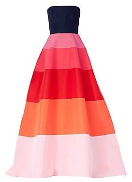 Carolina Herrera Women's Strapless Multicolor Stripe Silk A-Line Gown
