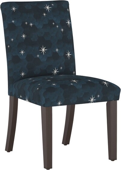 Skyline Furniture SkylineFurnitureHendrixDiningChairinPlayfulPatternStarlitBlue:ModernCottonUpholstery,RubberwoodFrame
