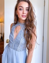 Thumbnail for your product : TFNC Petite bridesmaid lace detail maxi dress in blue