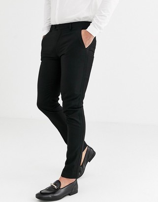 ASOS DESIGN super skinny tuxedo trousers in black