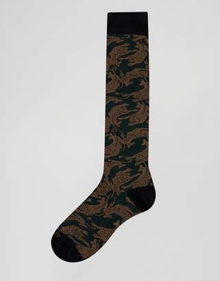 Antony Morato socks in khaki with tiger print