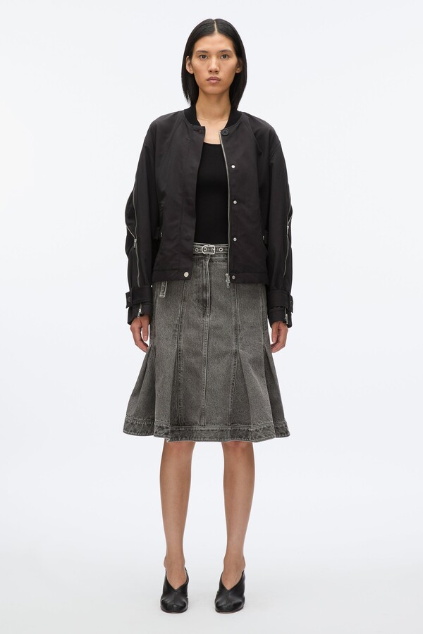 Zip Cocoon Back Bomber Jacket in BLACK