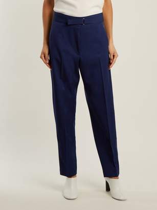 Stella McCartney Buckle Detail Wide Leg Wool Trousers - Womens - Blue