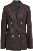 Thumbnail for your product : Brunello Cucinelli Double-breasted Metallic Prince Of Wales Checked Wool-blend Blazer