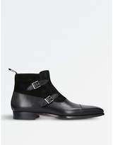 Thumbnail for your product : Magnanni Double-buckled leather and suede ankle boots