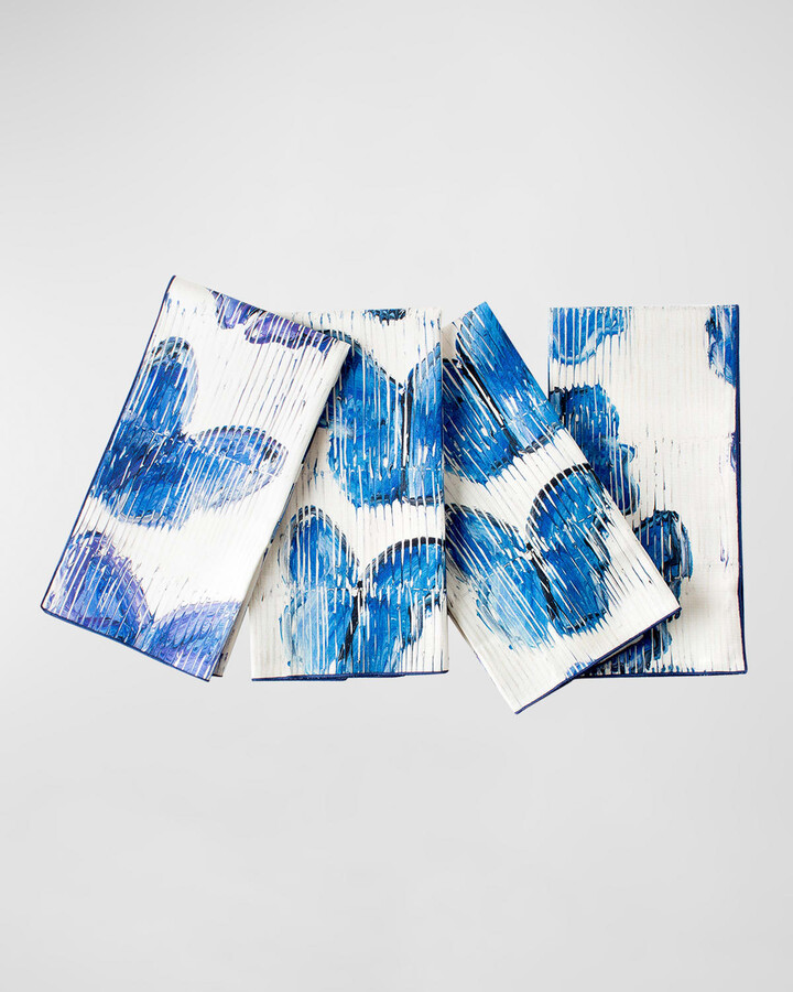 Hunt Slonem Blue Butterflies Cotton Dinner Napkin - 20"