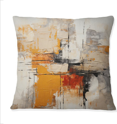 Yellow Black Abstract Fractal Impressions - Fractals Printed Throw Pillow