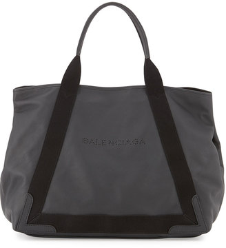 Balenciaga Navy Cabas Medium Leather Tote Bag, Black