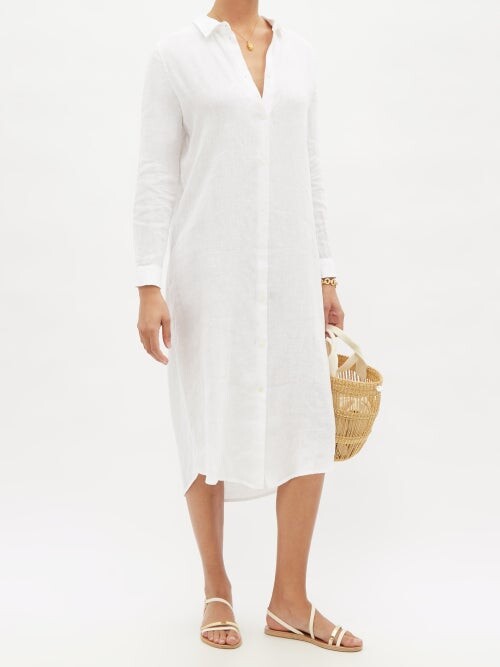 Emporio Sirenuse Dove Linen-voile Shirt Dress - White - ShopStyle