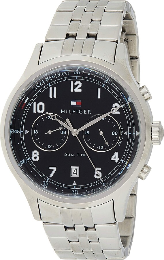 tommy hilfiger decker leather watch 48m