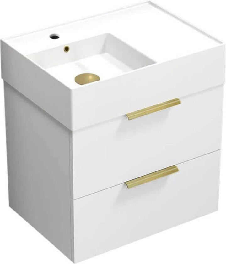 Nameeks Derin 23.6 in. W x 17.32 in. D x 25.2 H Single Sink Wall Mounted Bathroom Vanity in Glossy white with White Ceramic Top