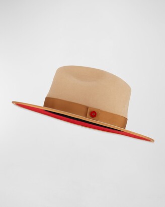 Keith James Queen Red-Brim Wool Fedora Hat, Beige - ShopStyle