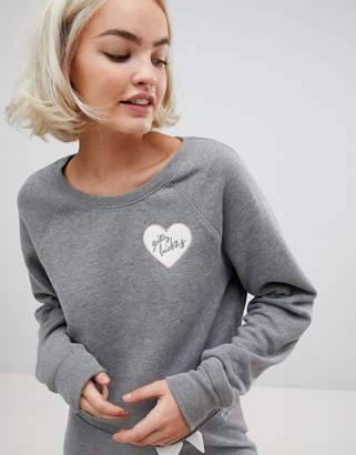 Gilly Hicks teddy heart cropped PJ top