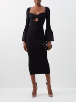 Thumbnail for your product : Self-Portrait Sweetheart-neckline Ribbed-jersey Midi Dress - Black