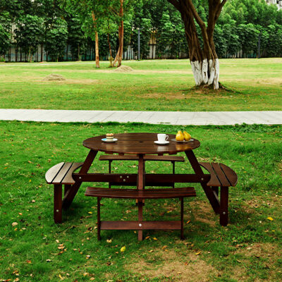 Gracie Oaks Outdoor 8 Person Picnic Table