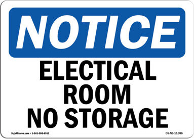 SignMission Electrical Room No Storage Sign