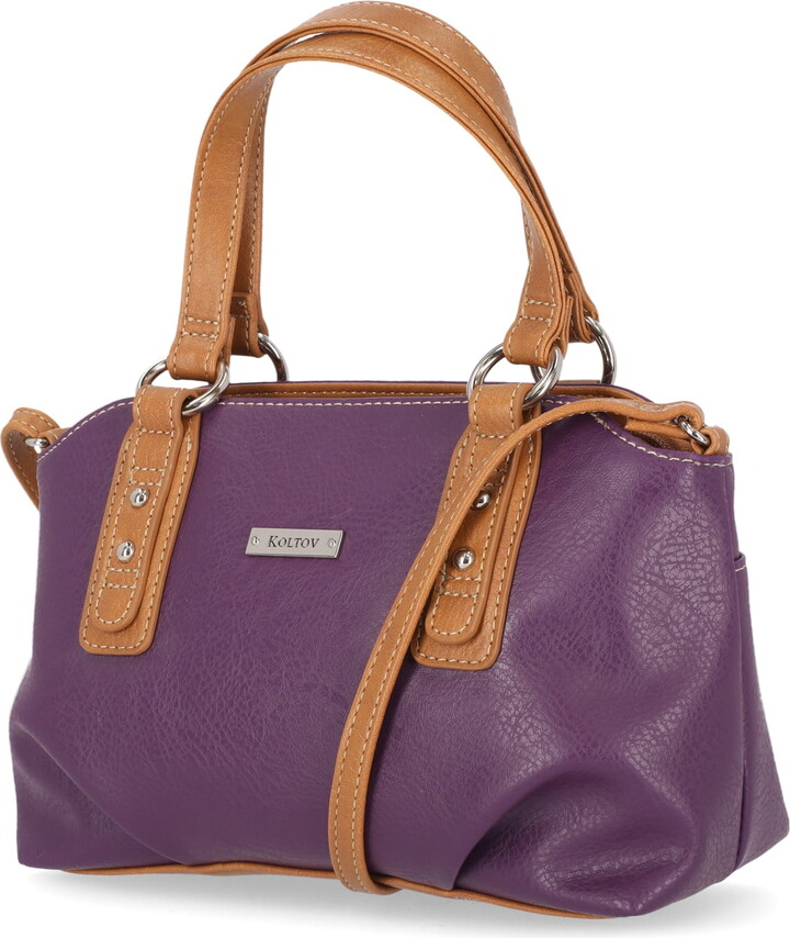 Koltov Vegan Leather Olivia Small Satchel, Eggplant/Honey