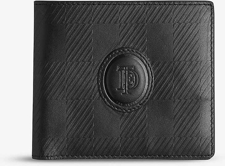 Ted Baker Glassko housecheck embossedlogo leather bifold wallet