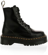 dr martens quad 5 tie stacked leather flat shoes in black