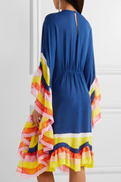 Thumbnail for your product : Emilio Pucci Ruffled Chiffon-trimmed Silk-georgette Midi Dress - Royal blue