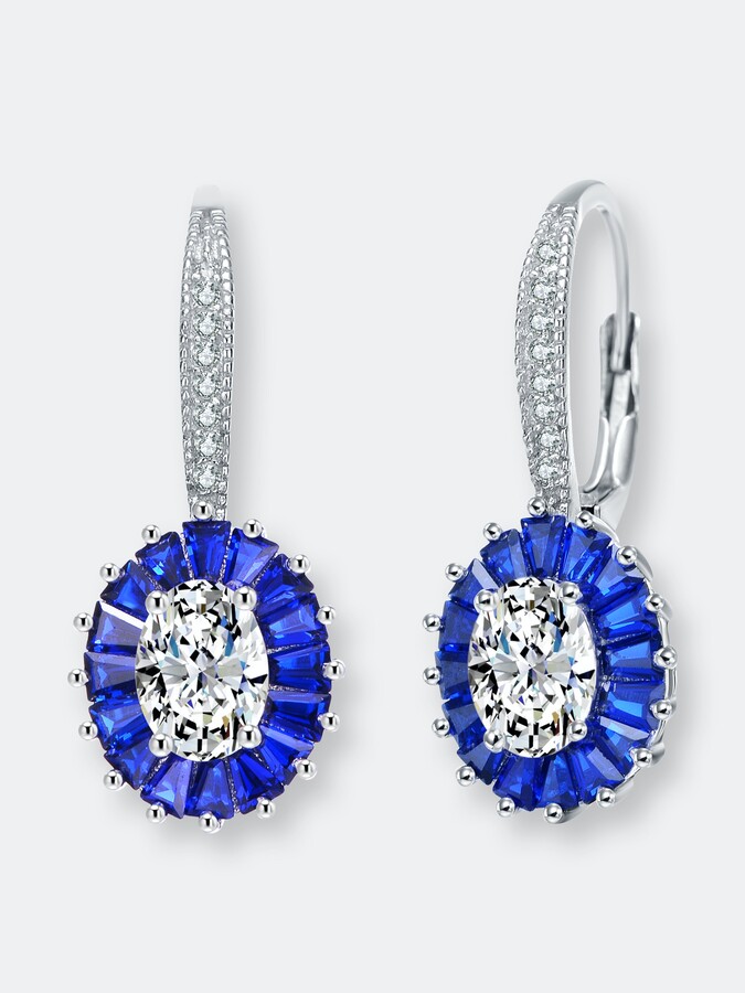 QA_ Women Ethnic Blue and White Porcelain Round Leaverback Earrings Jewelry La 