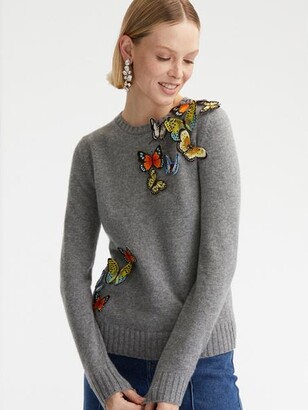 ODLR Long Sleeve Butterfly Embroidered Pullover