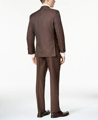 Perry Ellis Men's Slim-Fit Brown Birdseye Vested Suit
