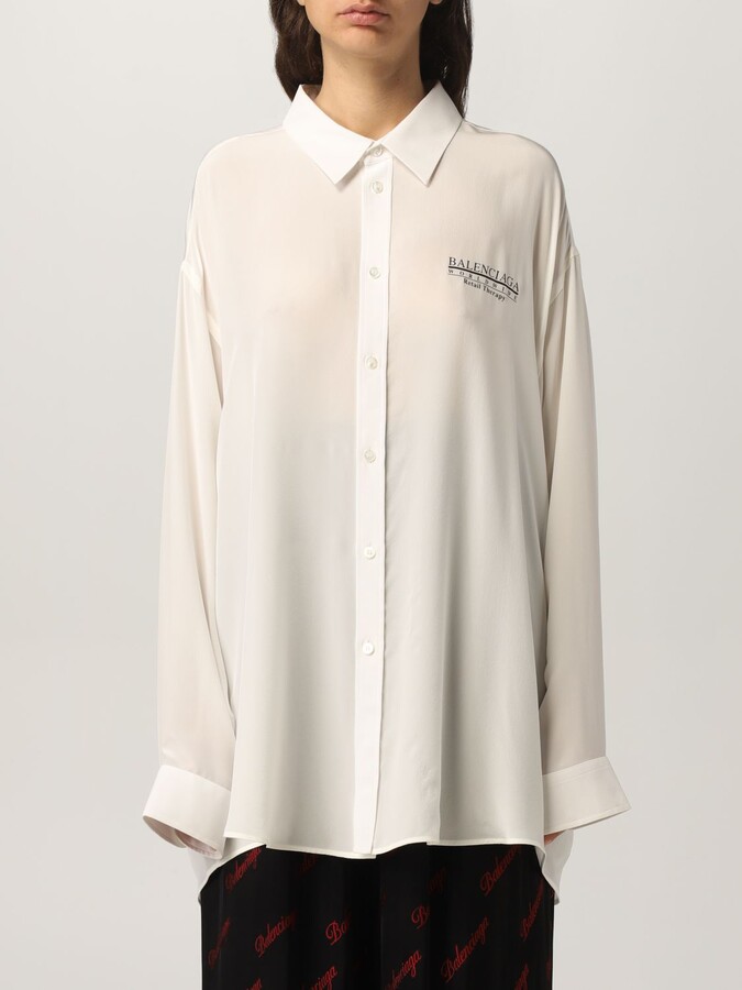 Balenciaga oversized silk shirt - ShopStyle Tops