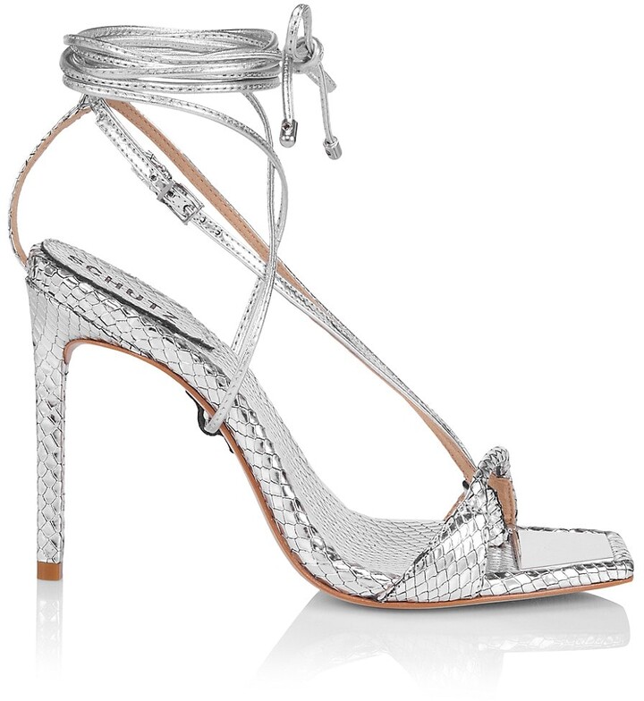 silver lace up sandals