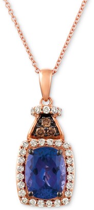 LeVian Blueberry Tanzanite (2 ct. t.w.), Nude Diamond (1/4 ct. t.w.) and Chocolate Diamond Accent 18" Pendant Necklace in 14k Rose Gold