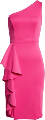 Eliza J One-Shoulder Ruffle Scuba Dress